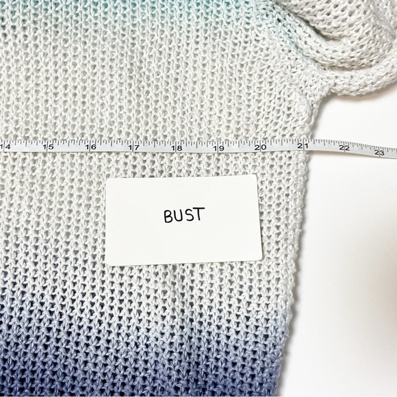 J. Crew 100% Linen Dip Dyed Beach Sweater Small blue ombré tie dye open knit - Picture 8 of 11